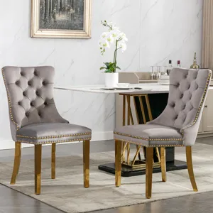 Nikki - Modern, High-End Tufted Solid Wood Contemporary Velvet Upholstered Dining Chair With Golden 