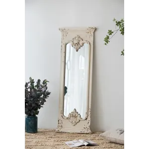 Full Length Mirror With Solid Wood Frame, Floor Mirror For Living Room Bedroom Entryway - White