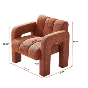 31.10\" Wide Boucle Upholstered Accent Chair - Orange