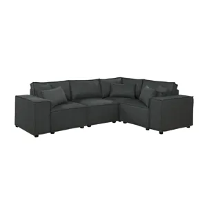 Melrose - Modular Sectional Sofa With Ottoman - Dark Gray Linen