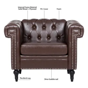 1 Seater Sofa For Living Room - Brown PU