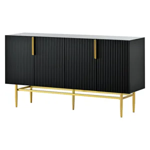 Modern Elegant 4 Door Sideboard Gold Metal Handle Buffet Cabinet For Dining Room, Living Room, Bedro