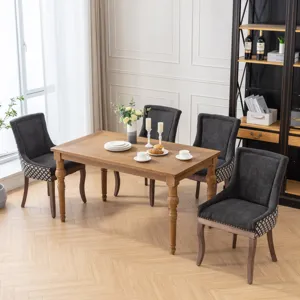 Ultra Side Dining Chair, Thickened Fabric Chairs With Neutrally Toned Solid Wood Legs, Bronze Nail H