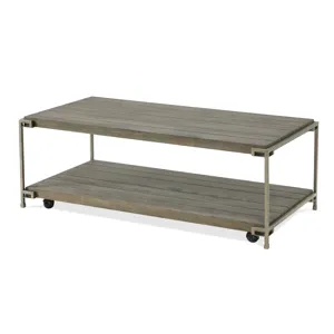 Corbeta - 3 Piece Metal Frame Wood Living Room Coffee Table And 2 Chairside Tables Set, Aged Graphit