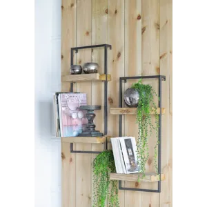 Wall Shelf With Two Shelves - Black Brown