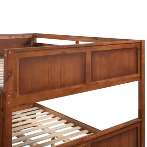 Full Over Full Bunk Bed With Twin Size Trundle - Walnut
