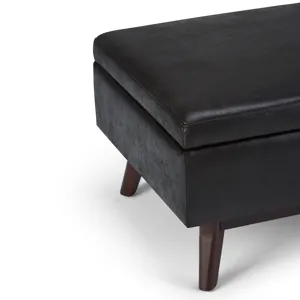 Owen - Coffee Table Storage Ottoman - Distressed Black