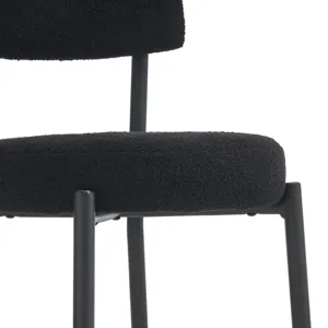 Modern Teddy Fabric Upholstered Bar Stools (Set of 2)- Black