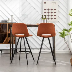 Porth - 28.25\" Fabric Kitchen Counter Height Stools (Set of 2) - Orange