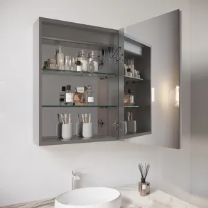26X20\" Bathroom Medicine Cabinet With LED Mirror, Anti-Fog, Waterproof, 3000K~6000K Single Door Lig