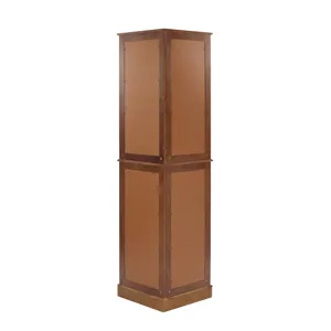 Corner Curio Dispaly Cabinet With Lights, Adjustable Tempered Glass Shelves, Mirrored Back (E26 Light Bulb Not Included) - Walnut