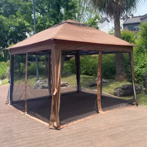 Outdoor 11X 11Ft Pop Up Gazebo Canopy With Removable Zipper Netting, 2 Tier Soft Top Event Tent, Sui
