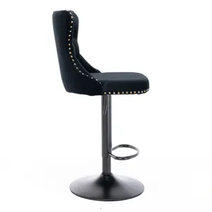 Swivel Velvet Barstools Adjusatble Seat Height, Modern Upholstered Bar Stools With Backs Comfortable
