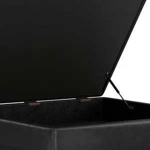 Owen - XL Square Coffee Table Storage Ottoman - Distressed Black
