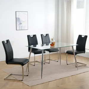 Modern Dining Chairs With Faux Leather Padded Seat Dining Living Room Chairs Upholstered Chair With 