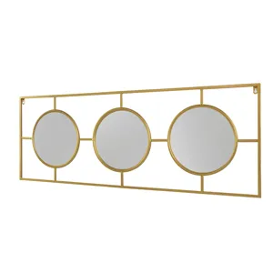 3 Mirror Piece Wall Mirror Rectangular Frame, Home Wall Decor For Bedroom Living Room - Gold