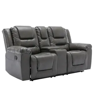 2 Seater Home Theater Recliner Manual Recliner Chair With A Storage Box And Two Cup Holders For Livi