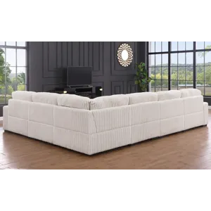 Nadine - 155.5\"W Beige Corduroy Corner Sectional Sofa With Left-Facing Chaise