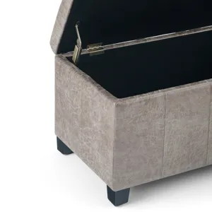 Dover - Storage Ottoman Bench - Distressed Grey Taupe