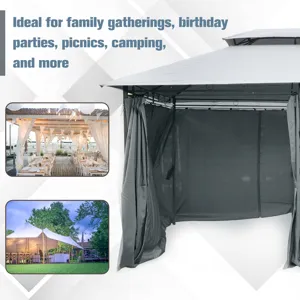 Outsunny - Patio Gazebo, Outdoor Gazebo Canopy Shelter With Curtains, Vented Roof, Steel Frame For G