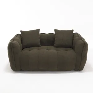 Soft Beanbag Chair With High Resilience Foam Core For Two People - Olive Green