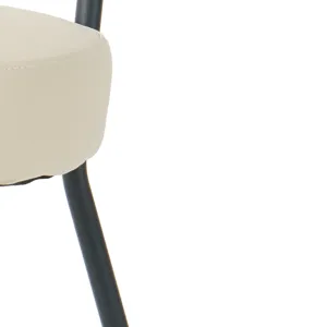 Modern Gray Simple PU Dining Chair Upholstered Chair Family Bedroom Stool Back Dressing, White Round