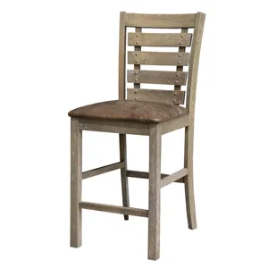 Modern Farmhouse Rustic Look Distressed Design Ladderback Dining Counter Height Chairs (Set of 2) - 