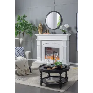 Round Hand Carved Rose Antique Mirror Frame, Wall Mirror For Live Space, Bathroom, Entryway Wall Dec