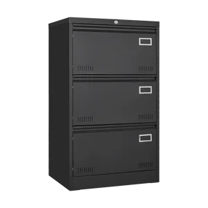 Filing Cabinet Lateral File Cabinet 3 Drawer, Blcak Locking Metal File Cabinets Three Drawer, Office