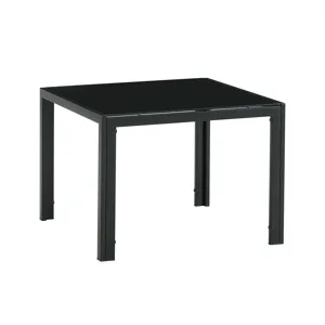 Coffee Table (Set of 2), Square Modern Table With Tempered Glass Finish For Living Room - Black