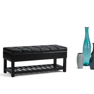 Saxon - Storage Ottoman Bench - Midnight Black