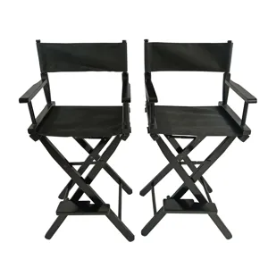 Casual Home Director\'s Chair, Foldable Style, Suitable For Adults (Set of 2) - Black