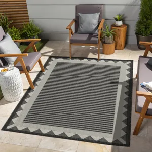 Sunshine - 2\'7\" X 7\'3\" Indoor / Outdoor Area Rug, Polypropylene - Anthracite