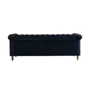 Chesterfield - Velvet Sofa 84.65\" For Living Room - Black