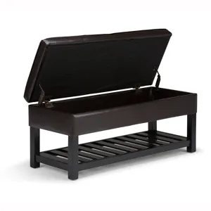 Cosmopolitan - Storage Ottoman Bench with Open Bottom - Tanners Brown