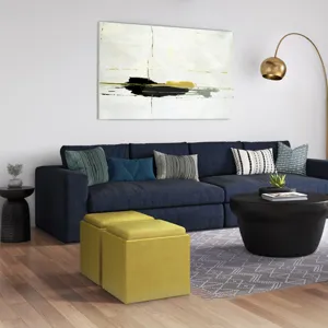 Rockwood - Cube Storage Ottoman with Tray - Dijon Yellow