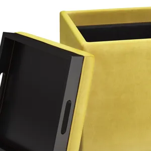 Rockwood - Cube Storage Ottoman with Tray - Dijon Yellow