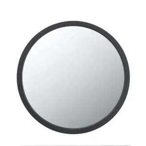 Circle Wall Mirror With Wooden Frame, Wall Mirror For Living Room - Black