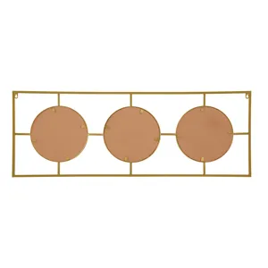 3 Mirror Piece Wall Mirror Rectangular Frame, Home Wall Decor For Bedroom Living Room - Gold