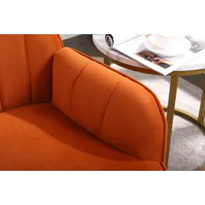 Modern Mid-Century Chair Velvet Sherpa Armchair For Living Room Bedroom Office - Orange