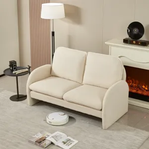 Loveseat Sofa Small Couch For Living Room, Sherpa Fabric Upholstered Loveseat Sofa Couch, Small Love
