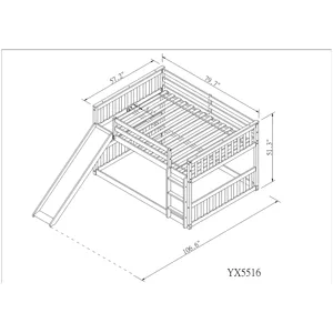 Full Over Full Bunk Bed With Slide And Ladder - Gray