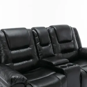 2 Seater Home Theater Recliner Manual Recliner Chair With A Storage Box And Two Cup Holders For Livi