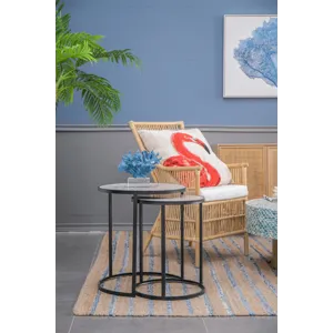 Round End Table, Stacking Side Tables With Sturdy Metal Frame For Small Space, Living Room, Office (