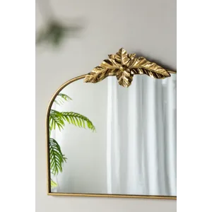 Arched Mirror With Metal Frame, Wall Mounted Mirror For Living Room Bedrrom - Gold