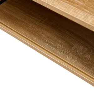 40.16\" Rattan Coffee Table, Sliding Door For Storage, Metal Legs, Modern Table For Living Room - Na