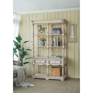 Adela - French Country Wood Bookcase, Display Storage Shelf Etageres - Antique White