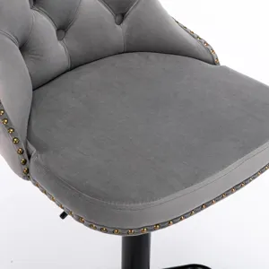 Swivel Velvet Barstools Adjusatble Seat Height , Modern Upholstered Bar Stools With Backs Comfortabl