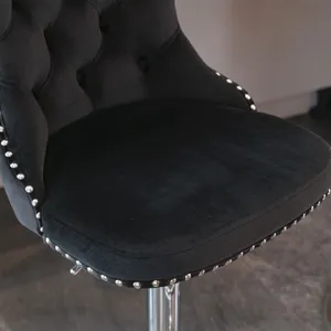 Swivel Velvet Barstools Adjusatble Seat Height From 25-33\", Modern Upholstered Chrome Base Bar Stoo