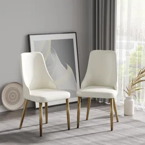 Modern PU Sponge-Filled Dining Chair, Solid Wood Metal Legs, Suitable For Restaurants, Living Rooms 